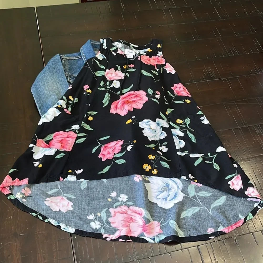 Girl's clothes bundle dresses and denim jacket Sz 4, XS(5) floral